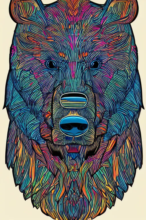 Prompt: portrait of a war bear, art by kiko rodriguez, sticker, colorful, illustration, highly detailed, simple, smooth and clean vector curves, no jagged lines, vector art, smooth