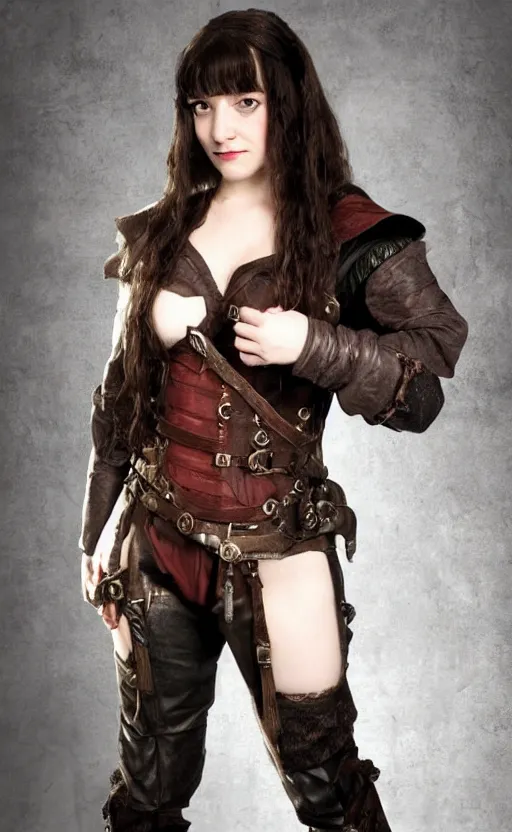 Prompt: epic fantasy d & d hobbit rogue, halfling, hobbit, female, black leather corset, cinematic, beautiful lighting, realistic, action, epic