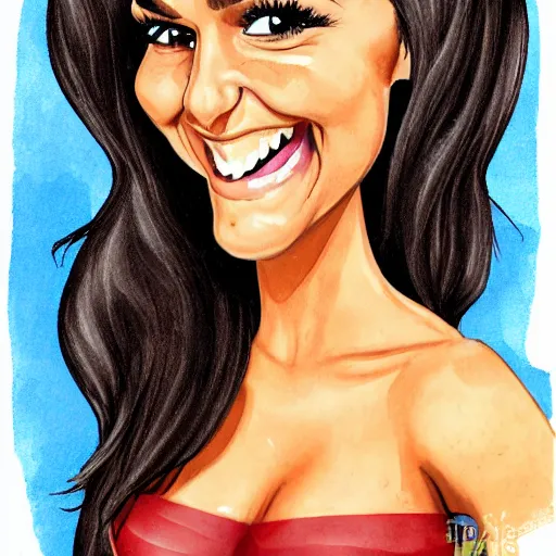 Image similar to Cartoon caricature of Nina Dobrev, silly