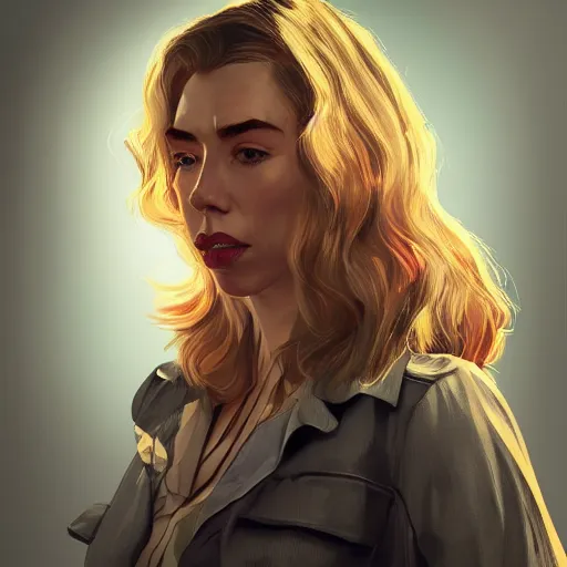 Prompt: vanessa kirby as hattie in gta v, cover art by stephen bliss, artstation, no text