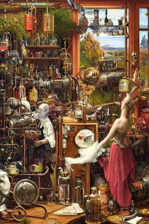 Prompt: an airbrush painting of an elaborate hidden object scene in a beer brewer's shed by destiny womack, gregoire boonzaier, harrison fisher, richard dadd