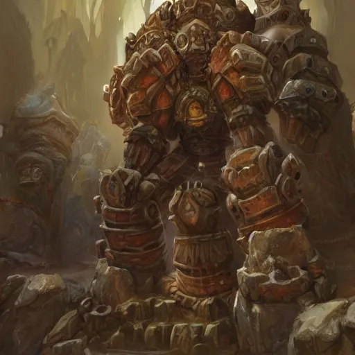 Prompt: A giant sandstone golem, intricate, detailed, World of Warcraft concept art, award winning drawing,