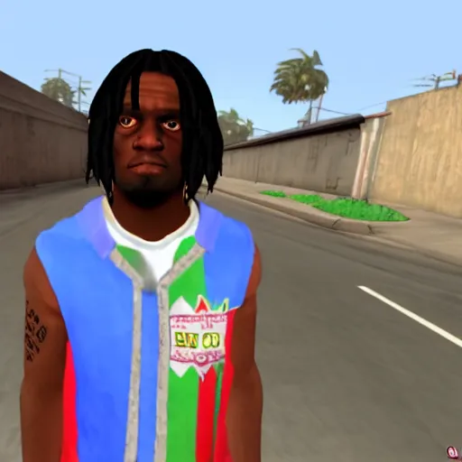 Prompt: Chief Keef in GTA San Andreas, video game screenshot