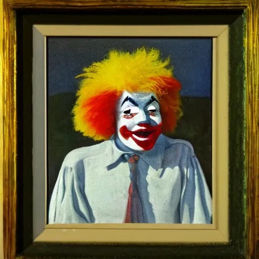 Prompt: a clown in the style of andrew wyeth