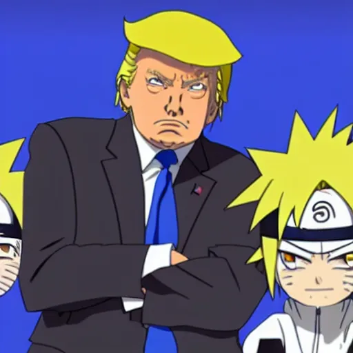 Image similar to donald trump as character in naruto anime