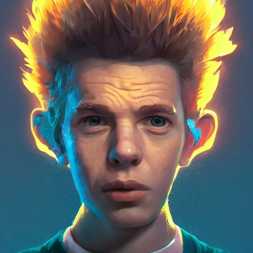 Image similar to highly detailed portrait bart simpson, in gta v, stephen bliss, unreal engine, fantasy art by greg rutkowski, loish, rhads, ferdinand knab, makoto shinkai and lois van baarle, ilya kuvshinov, rossdraws, tom bagshaw, global illumination, radiant light, detailed and intricate environment