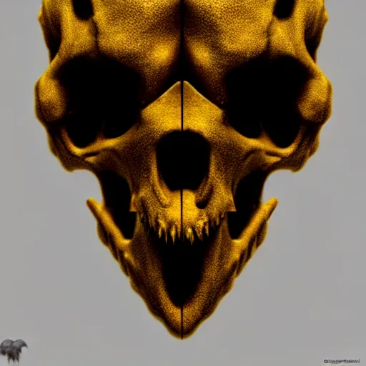 Image similar to golden lizard skull symbol, very detailed, 4 k, by greg rutkowski