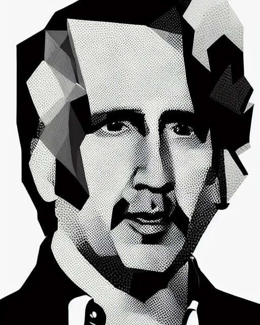 Image similar to nicholas cage, portrait, vector, low poly