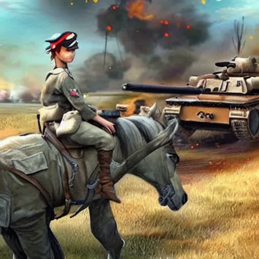 Image similar to My Little Pony in World War 2 battlefield