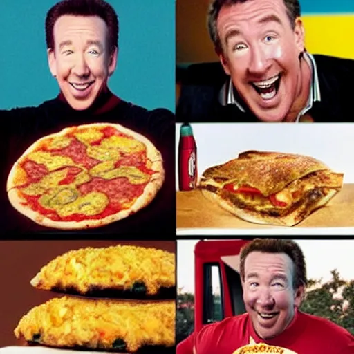 Image similar to tim allen!!!!!!!!!!! taco bell, pizza hut, mcdonalds, kentucky fried chicken, burger king, sonic, wendys, papa johns