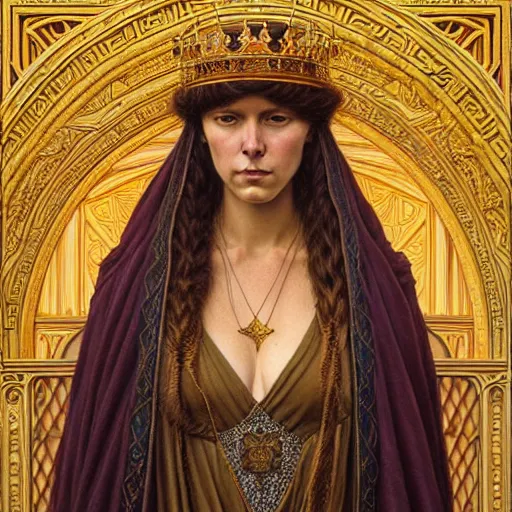 Image similar to highly detailed portrait of a majestic lioness queen in the form of a beautiful woman. d & d, art by donato giancola and edmund leighton and wes anderson. trending on artstation, intricate details, energetic composition, golden ratio, concept art, illustration, elegant art, global illuminaition