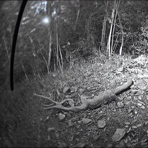 Image similar to scary creature caught on nightvision trailcam footage