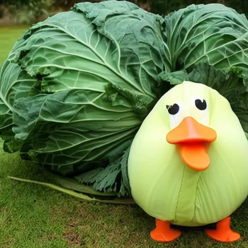 Image similar to a cabbage dressed as a duck