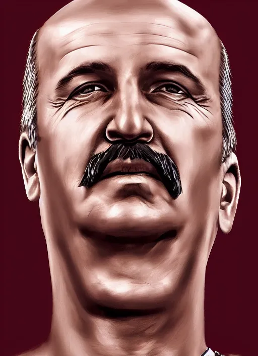 Image similar to digital portrait of a famous baseball player looking like alexander lukashenko, photo realism