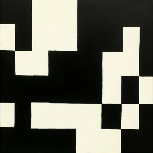 Image similar to oil painting, black square on center of white canvas