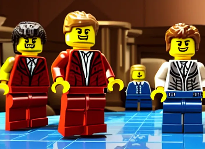Prompt: film still of the new lego pulp fiction movie, 4 k