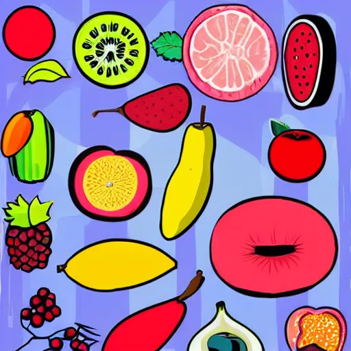 Prompt: fruits, pop art