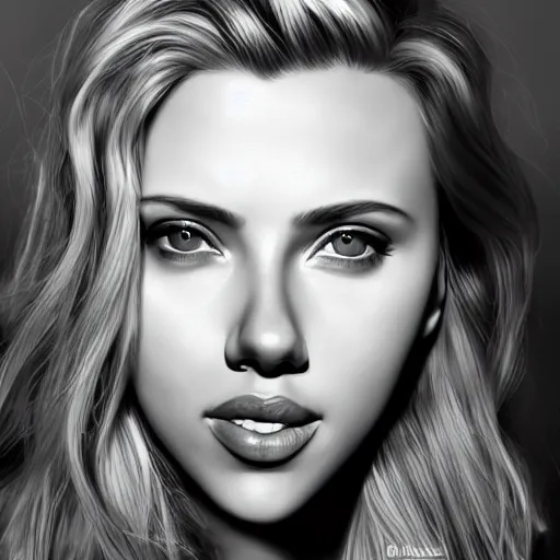 Prompt: portrait of Scarlett Johansson, beautiful eyes, smiling, elegant, highly detailed, photorealistic, artstation, sharp focus, art