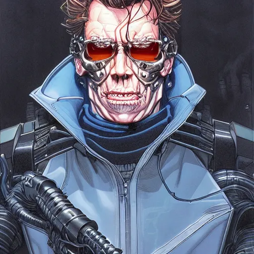 Image similar to terminator rick sanchez portrait by charles vess and james jean and erik jones and rhads, inspired by terminator, beautiful fine face features, intricate high details, sharp, ultradetailed