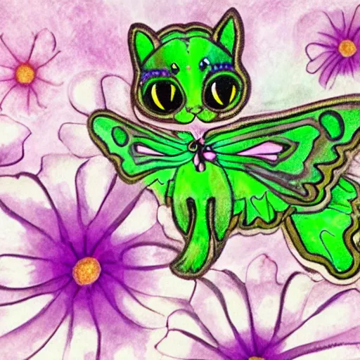 Image similar to a pretty green fluttercat