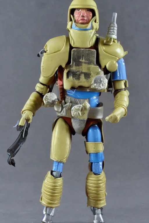 Image similar to 1 9 8 6 kenner action figure, 5 points of articulation, sci fi, high detail, helmet with visor, warhammer 4 0 0 0