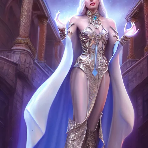 Image similar to beautiful ice queen in ornate robes, highly detailed, 8 k, hdr, award - winning, trending on artstation, clayton crain