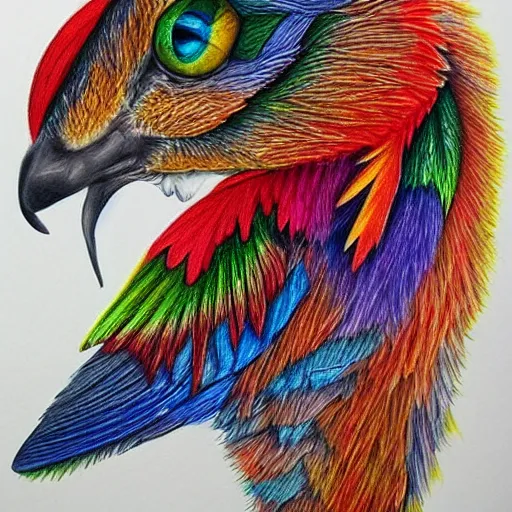 Colored pencil art on paper, highly detailed