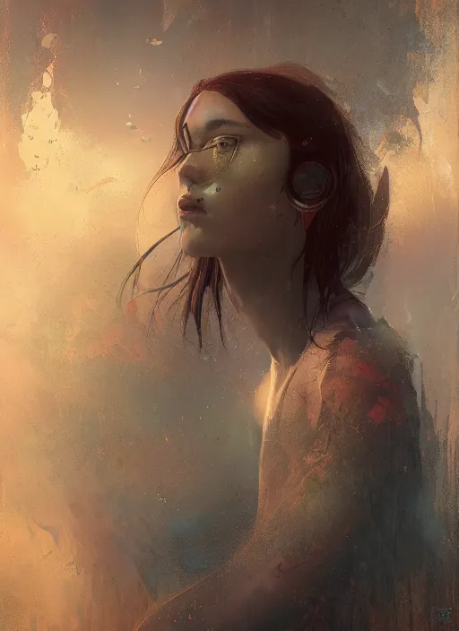 Image similar to a portrait of a character in a scenic environment by Ross Tran and by Mikalojus Konstantinas Ciurlionis