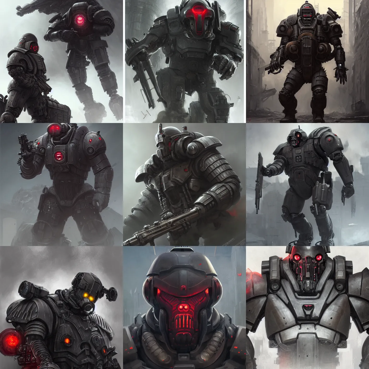 Prompt: wolfish soldier, kerberos panzer, jin - roh, helghast, highly detailed, digital painting, trending on artstation, concept art, sharp focus, illustration, art by artgerm and greg rutkowski and magali villeneuve