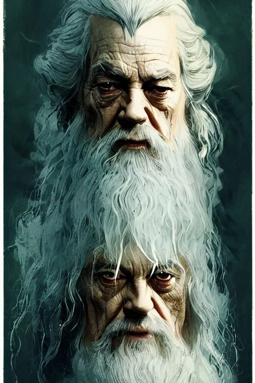 Image similar to gandalf the white, sorcerer, lord of the rings, tattoo, decorated ornaments by carl spitzweg, ismail inceoglu, vdragan bibin, hans thoma, greg rutkowski, alexandros pyromallis, perfect face, fine details, realistic shaded