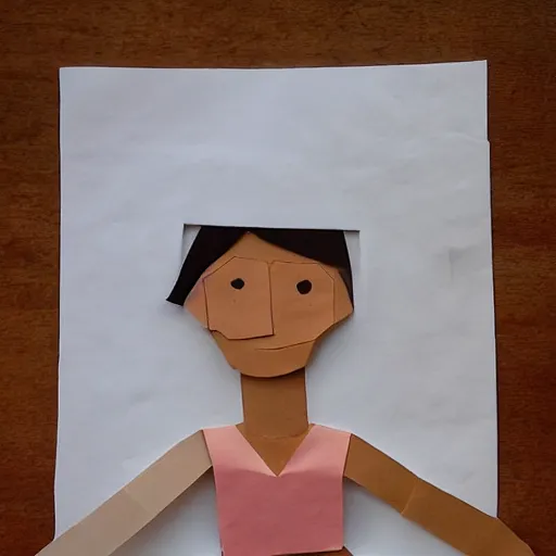 Prompt: a girl made of folded paper,