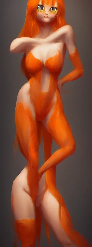 Prompt: beautiful aesthetic full body portrait of a orange tabby cat girl by wlop and Julia Razumova, deviantArt, trending on artstation, artstation HQ