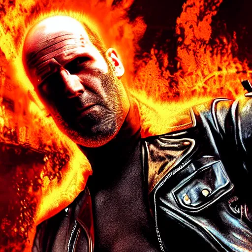 Prompt: Jason Statham as ghost rider 4K detail Digital art