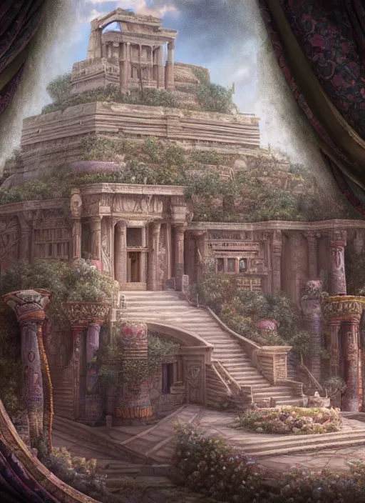 Prompt: highly detailed closeup portrait of cleopatra's palace, unreal engine, nicoletta ceccoli, mark ryden, earl norem, lostfish, global illumination, detailed and intricate environment