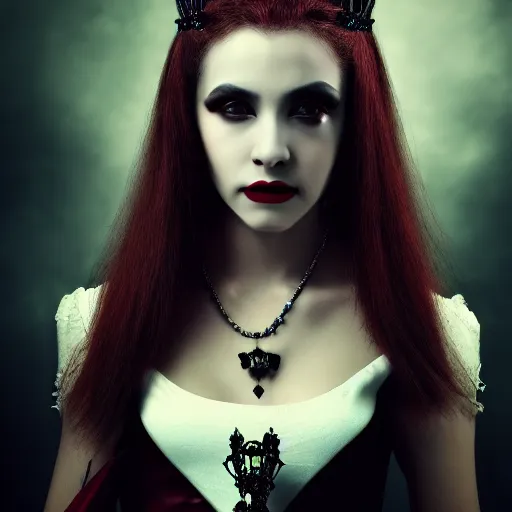 Image similar to photo of a beautiful vampire queen with, highly detailed, 4 k, hdr, smooth, sharp, focus, high resolution, award - winning photo