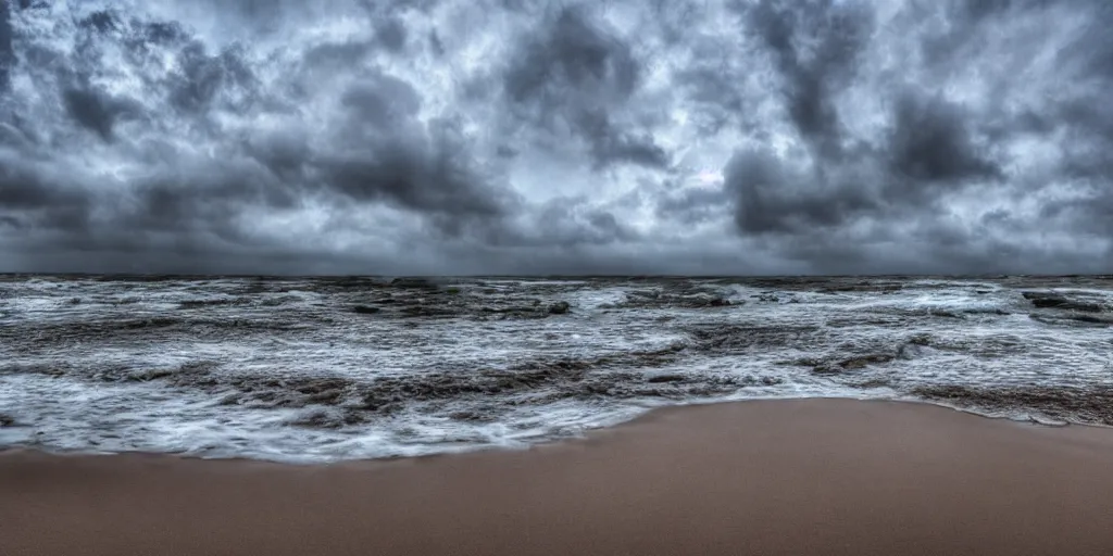 Image similar to island beach during an intense hurricane, hdr, 4 k,