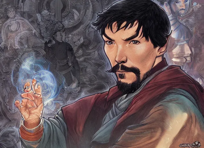 Image similar to a highly detailed [ airbender ] portrait of stephen strange, james gurney, james jean