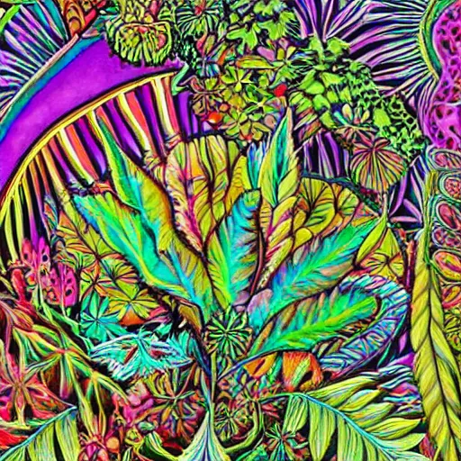 Image similar to psychedelic trippy couch in jungle, garden, hippy art, wavy, 7 0 s vibes