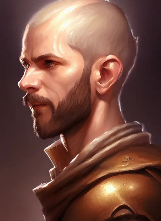 Image similar to a _ fantasy _ style _ portrait _ painting _ of light brown male short hair defined face big ears, rpg dnd oil _ painting _ unreal _ 5 _ daz. _ rpg _ portrait _ extremely _ detailed _ artgerm _ greg _ rutkowski _ greg