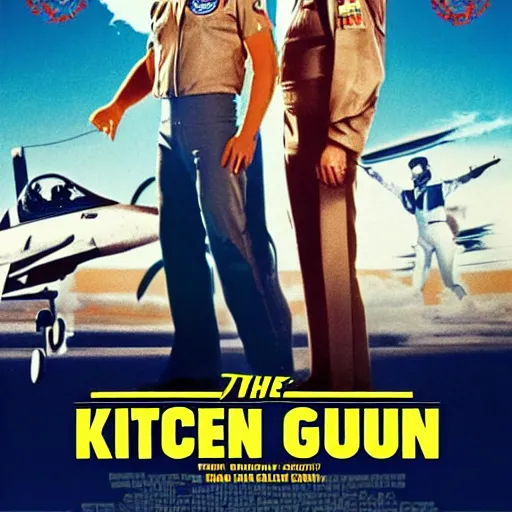 Prompt: The Incredible poster for KITCHEN GUN vs TOP GUN universalpictures 4k