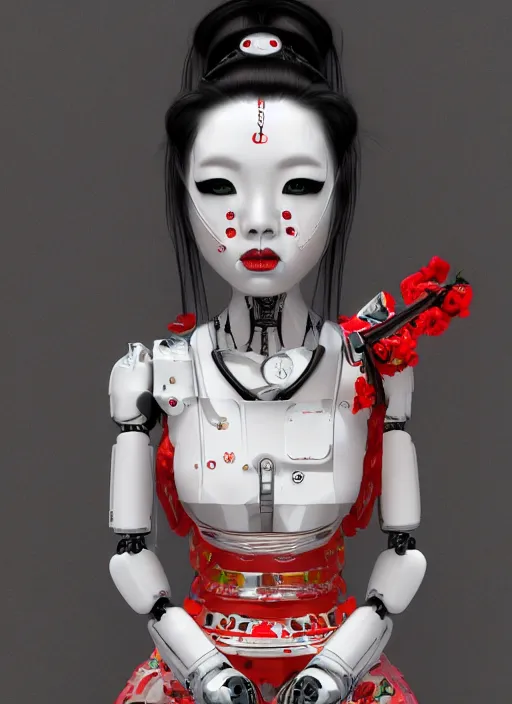 Image similar to robotic geisha, digital art, CGSociety