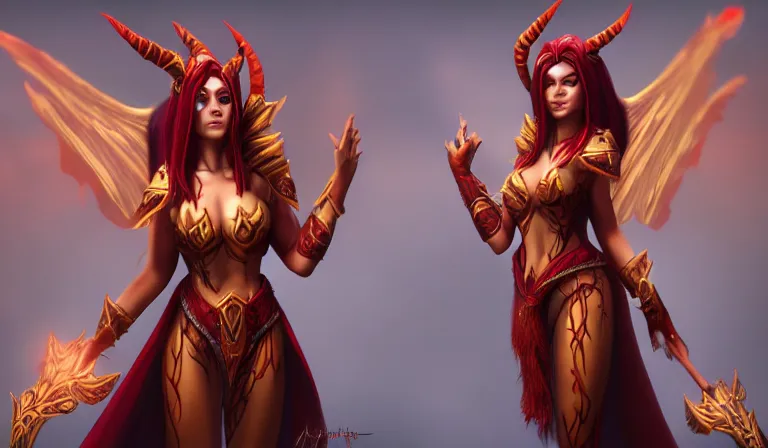 Prompt: Alexstrasza in human form, warcraft, 4k, deviantart