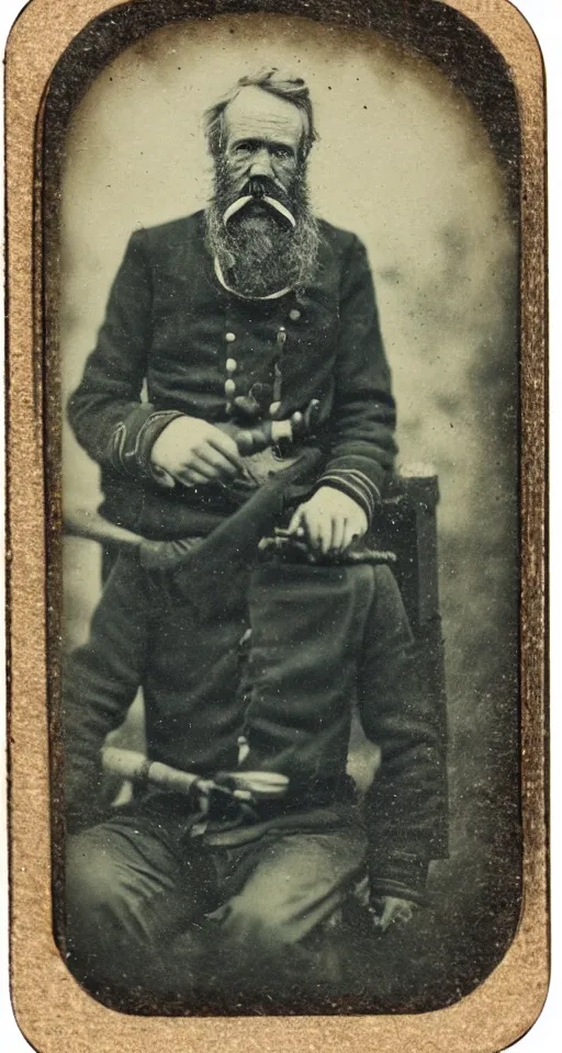 Image similar to a tin type photograph of a grizzled old sea captain