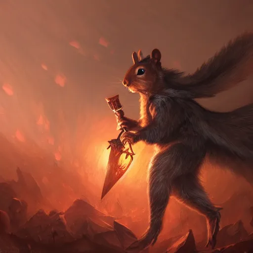 Prompt: Squirrel knight, magic the gathering artwork, D&D, fantasy, cinematic lighting, centered, symmetrical, highly detailed, digital painting, artstation, concept art, smooth, sharp focus, illustration, volumetric lighting, epic Composition, 8k, art by Akihiko Yoshida and Greg Rutkowski and Craig Mullins, oil painting, cgsociety