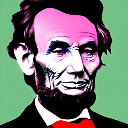 Prompt: Abraham Lincoln in the style of Andy Warhol