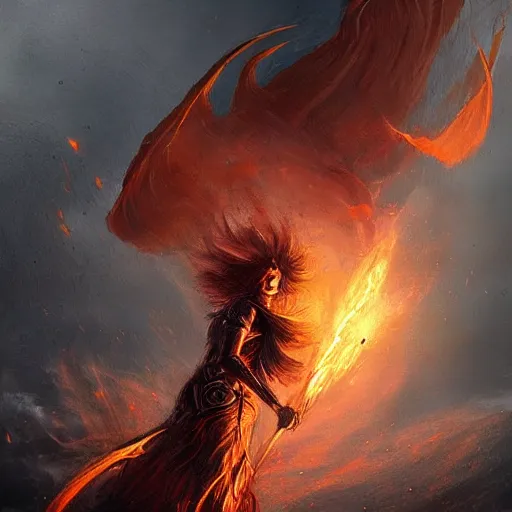 Image similar to firery humanoid tornado character, epic fantasy style, in the style of Greg Rutkowski, mythology artwork