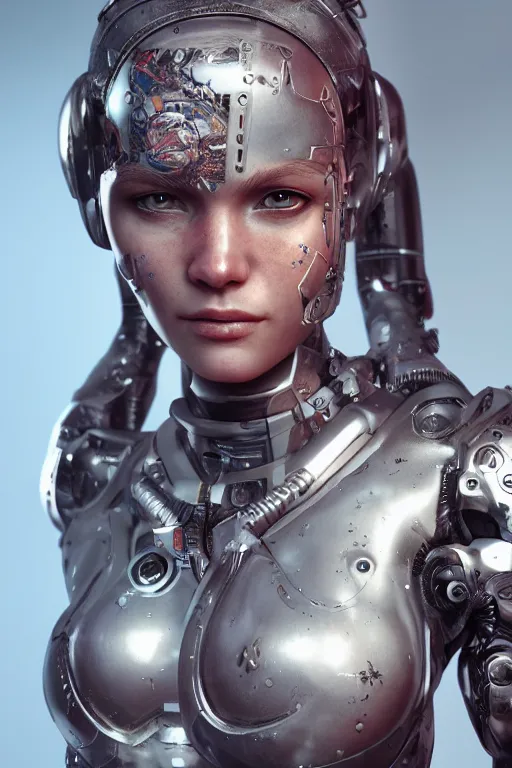 Image similar to cyborg girl warrior, ultra realistic, concept art, intricate details, highly detailed, photorealistic, octane render, 8 k