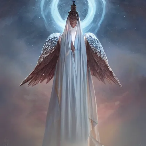 Image similar to A beautiful digital painting of a male Seraphim, king, the moon behind her, intricate, cinematic lighting, highly detailed, digital painting, Artstation, concept art, smooth, sharp focus, illustration, art by Tom Bagshaw, Artgerm and Greg Rutkowski