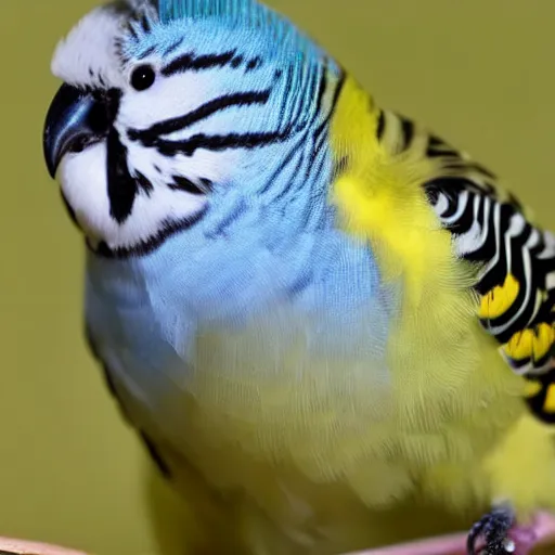 Image similar to a portrait of a budgie and bumblebee hybrid, hd