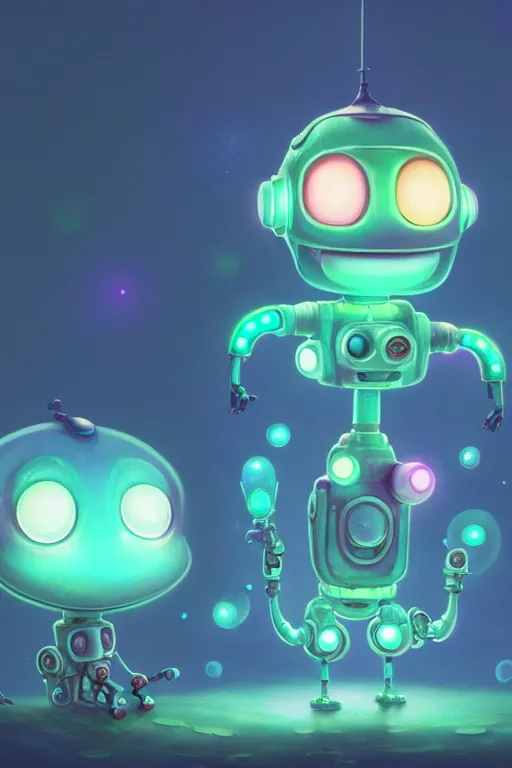 a surreal Bioluminescent, very very very cute robot in | Stable Diffusion |  OpenArt